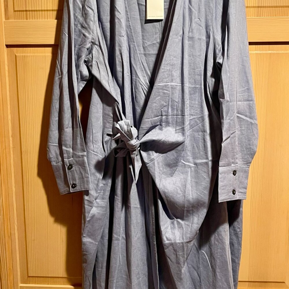 Universal Standard Linen Blend Wrap Shirt Dress Denim/Blue Size M (18/20) NWT